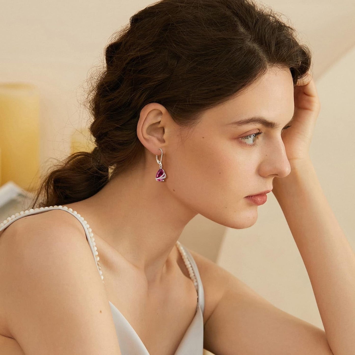 Birthstone Dangle Drop Earrings for Women 925 Sterling Silver Teardrop Leverback Earrings Jewelry Gifts for Wife Girlfriend Mother Daughter Her - WORLD TIME VISITS