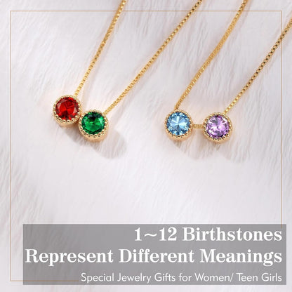 Birthstone Necklace for Women, Birthday Gifts for Women 14K Gold Necklaces for Teen Girls Dainty 1 to 12 Birthstone Christmas Gift Stocking Stuffers Valentines Mothers Day Jewelry