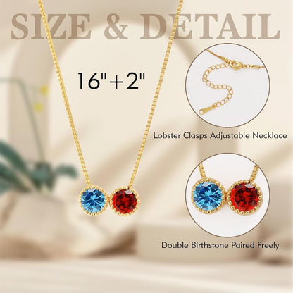 Birthstone Necklace for Women, Birthday Gifts for Women 14K Gold Necklaces for Teen Girls Dainty 1 to 12 Birthstone Christmas Gift Stocking Stuffers Valentines Mothers Day Jewelry
