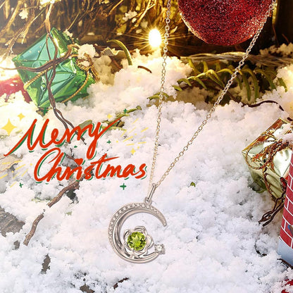 Birthstone Necklace for Women Sterling Silver Moon Pendant Necklaces Anniversary Birthday Fine Jewelry Gifts for Her Women Mother, Adjustable Chain - WORLD TIME VISITS
