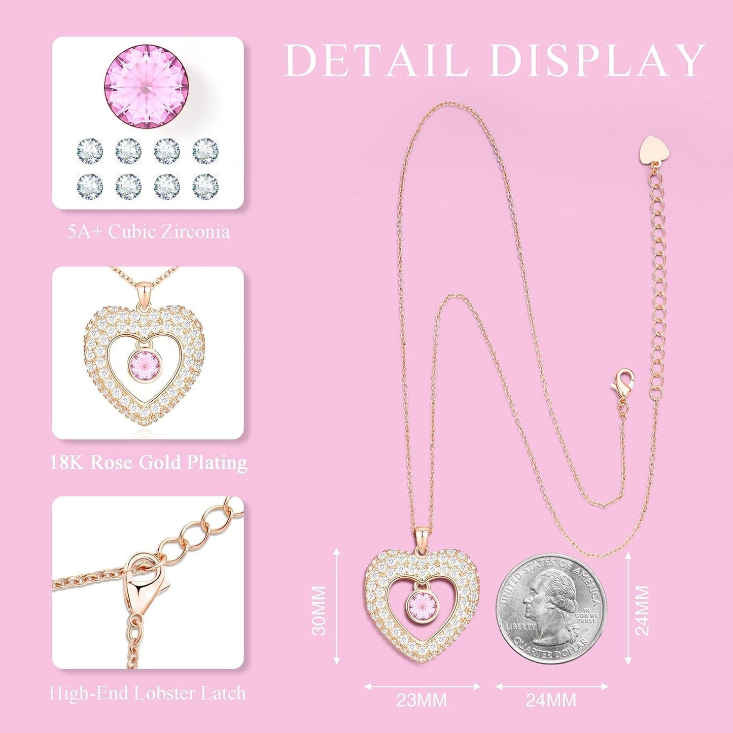 Birthstone Necklace for Women, Zirconia Diamond Pendant Necklace, Jewelry Gift