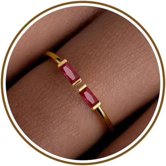 Birthstone Rings for Women Dainty Emerald Blue Ring Birthday Gifts for Mom Her Gemstones CZ Ring for Teens Gold Rings That Don'T Tarnish Adjustable Ring Jewelry Gifts - WORLD TIME VISITS