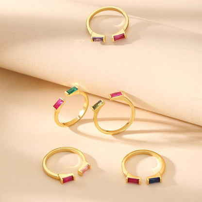 Birthstone Rings for Women Dainty Emerald Blue Ring Birthday Gifts for Mom Her Gemstones CZ Ring for Teens Gold Rings That Don'T Tarnish Adjustable Ring Jewelry Gifts