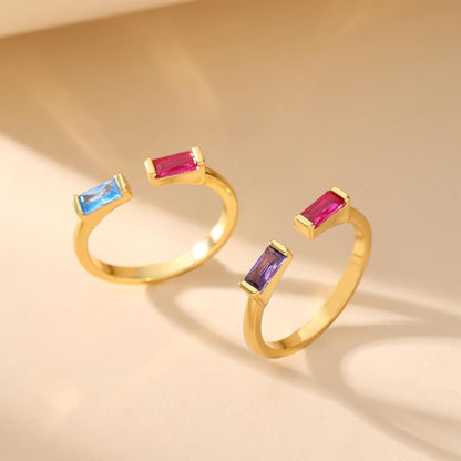 Birthstone Rings for Women Dainty Emerald Blue Ring Birthday Gifts for Mom Her Gemstones CZ Ring for Teens Gold Rings That Don'T Tarnish Adjustable Ring Jewelry Gifts