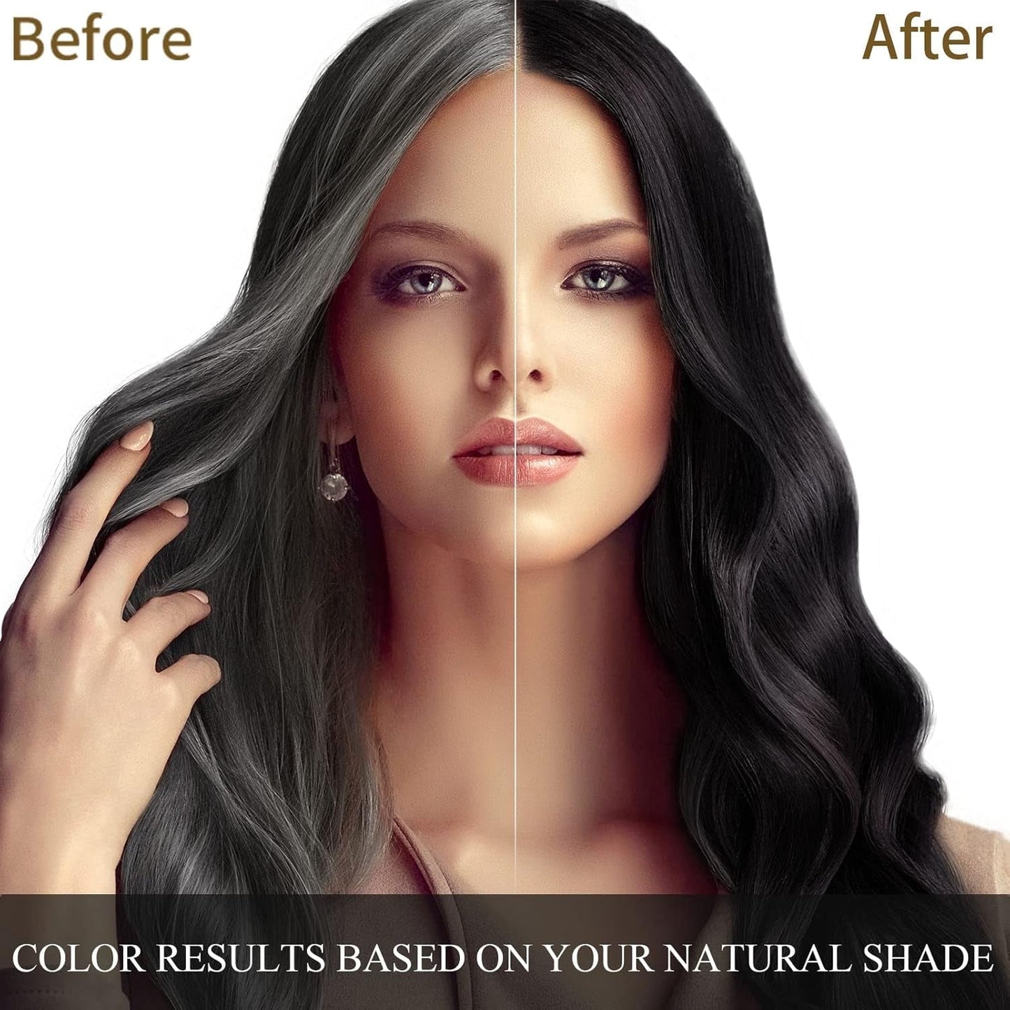 Black Hair Dye Shampoo 3 in 1 Hair Color Shampoo for Women & Men for Gray Hair Coverage for Instant Herbal Natural Champu Para Canas Mujer