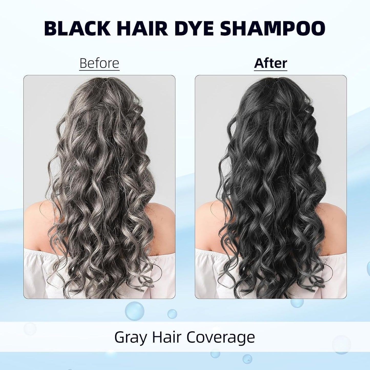 Black Hair Dye Shampoo 3 in 1 Hair Color Shampoo for Women & Men for Gray Hair Coverage for Instant Herbal Natural Champu Para Canas Mujer - WORLD TIME VISITS