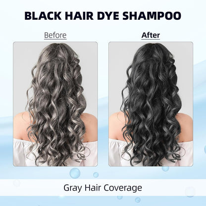 Black Hair Dye Shampoo 3 in 1 Hair Color Shampoo for Women & Men for Gray Hair Coverage for Instant Herbal Natural Champu Para Canas Mujer - WORLD TIME VISITS