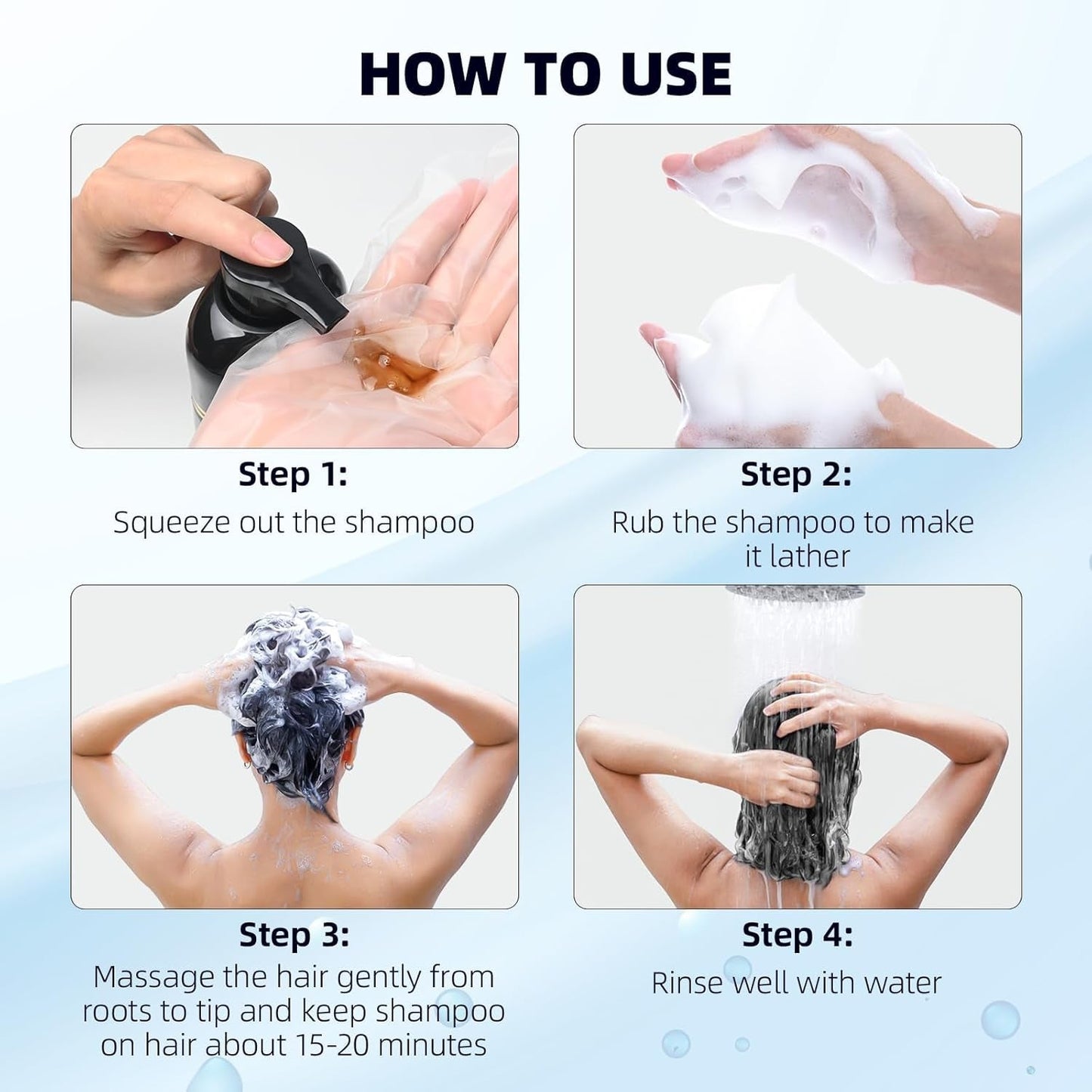 Black Hair Dye Shampoo 3 in 1 Hair Color Shampoo for Women & Men for Gray Hair Coverage for Instant Herbal Natural Champu Para Canas Mujer