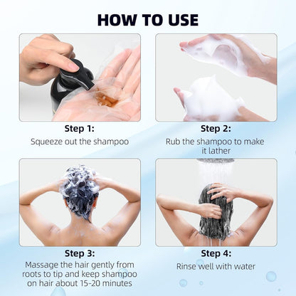Black Hair Dye Shampoo 3 in 1 Hair Color Shampoo for Women & Men for Gray Hair Coverage for Instant Herbal Natural Champu Para Canas Mujer