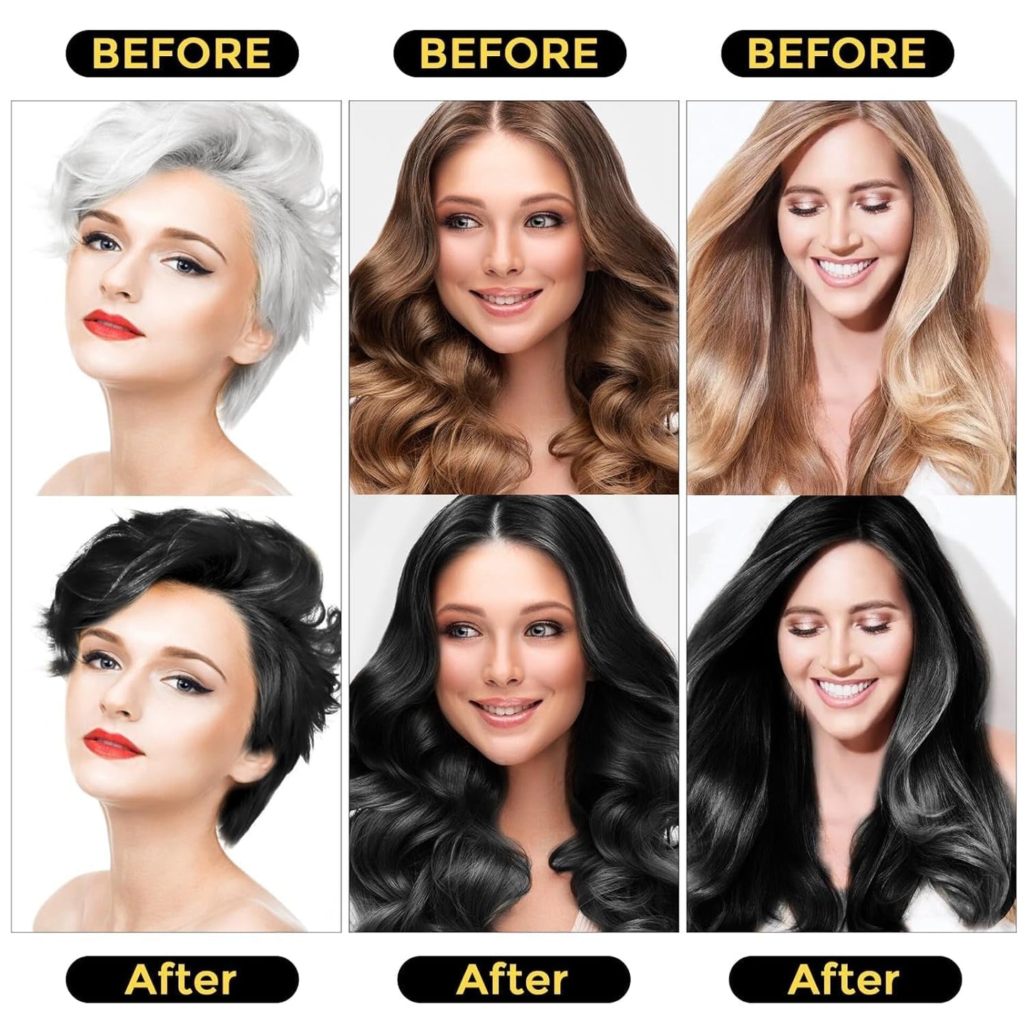 Black Hair Dye Shampoo for Gray Hair, 3 in 1 Black Hair Dye for Women Men, Herbal Gray Coverage, 500Ml (Black)