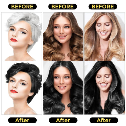 Black Hair Dye Shampoo for Gray Hair, 3 in 1 Black Hair Dye for Women Men, Herbal Gray Coverage, 500Ml (Black)