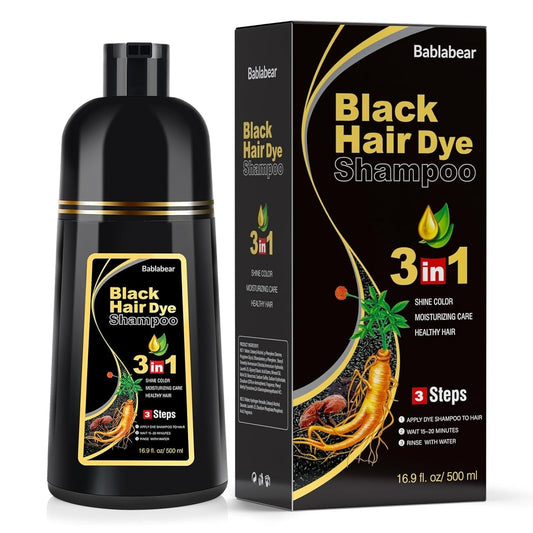 Black Hair Dye Shampoo for Gray Hair, Semi - Permanent Hair Color Shampoo for Women and Men, Herbal Ingredients, 3 in 1 100% Grey Coverage.Lasts 30 Days/500Ml/Natural Herbal Ingredients - WORLD TIME VISITS