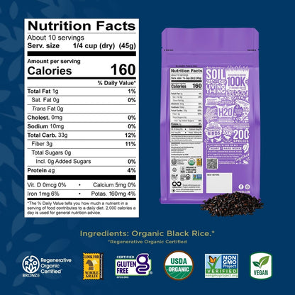 Black Pearl Rice, Regenerative Organic Certified – Full - Bodied Black Rice, Responsibly Grown in California, 16 Oz - WORLD TIME VISITS