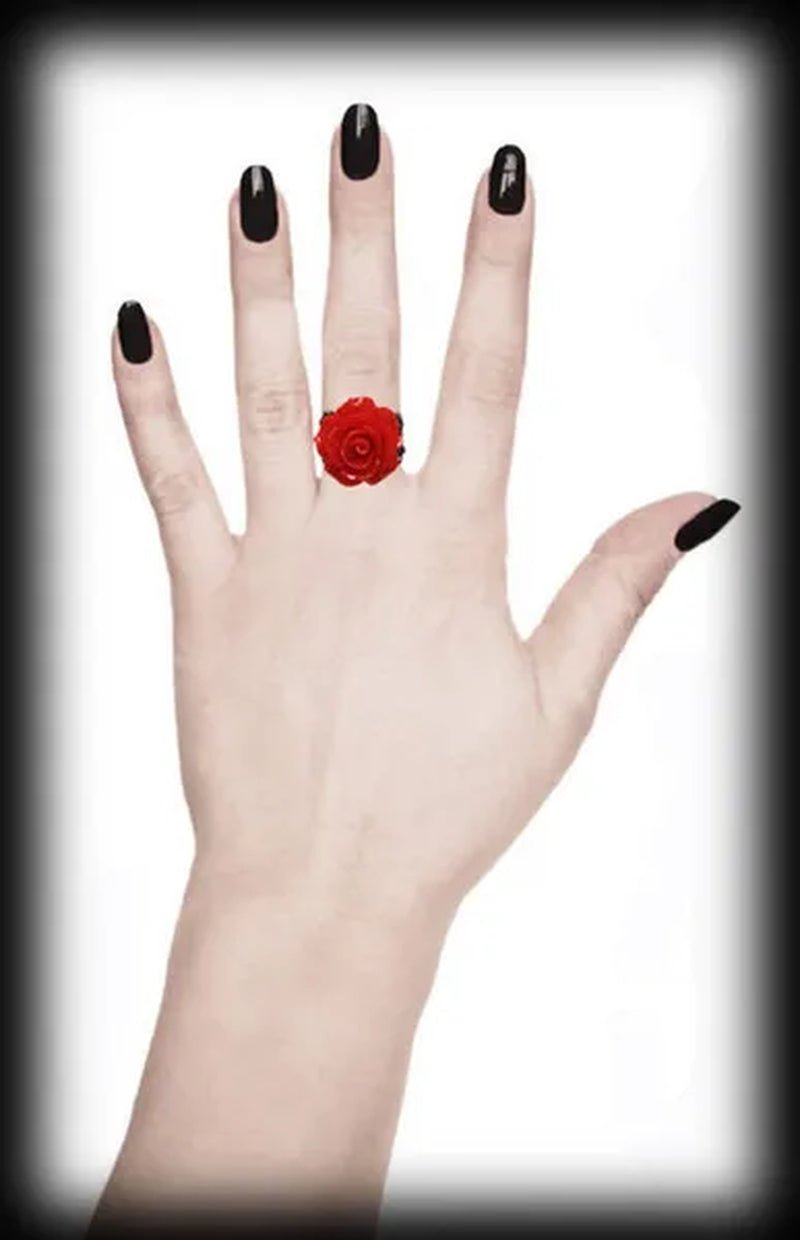 Black Rose Gothic Victorian Ring, Adjustable Filigree Ring, Gothic Victorian Jewelry, Alternative Jewellery, Romantic Valentine Gift