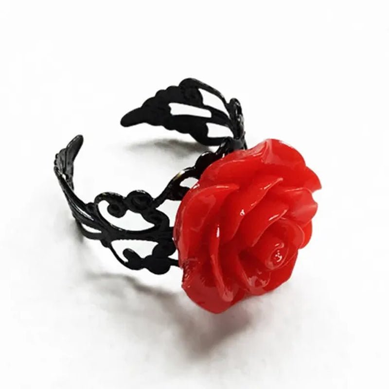 Black Rose Gothic Victorian Ring, Adjustable Filigree Ring, Gothic Victorian Jewelry, Alternative Jewellery, Romantic Valentine Gift - WORLD TIME VISITS
