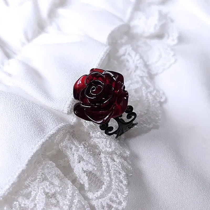Black Rose Gothic Victorian Ring, Adjustable Filigree Ring, Gothic Victorian Jewelry, Alternative Jewellery, Romantic Valentine Gift - WORLD TIME VISITS