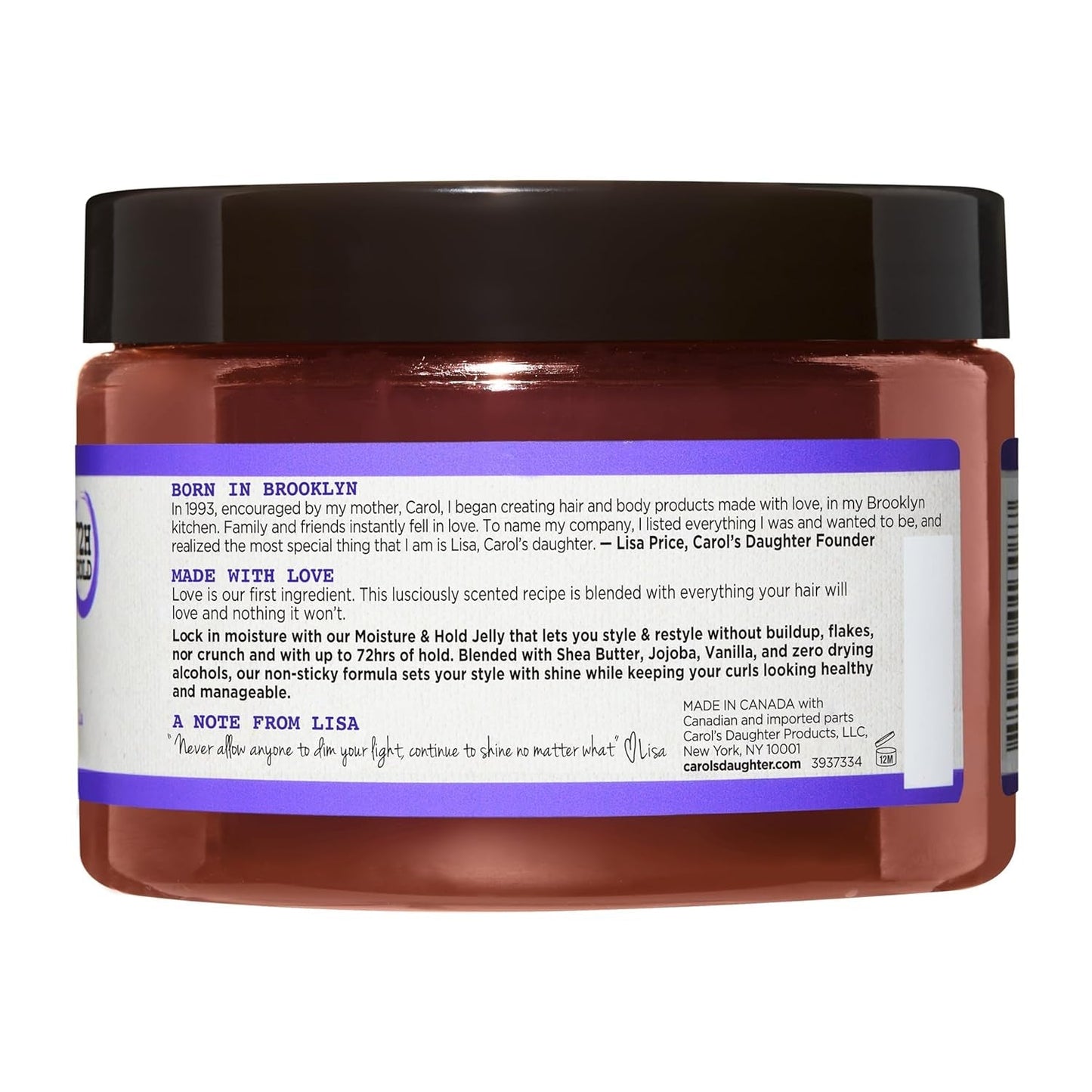 Black Vanilla Moisture and Hold Jelly, Hair Gel for Dry Hair with Shea Butter, Jojoba and Vanilla, 12 Fl Oz