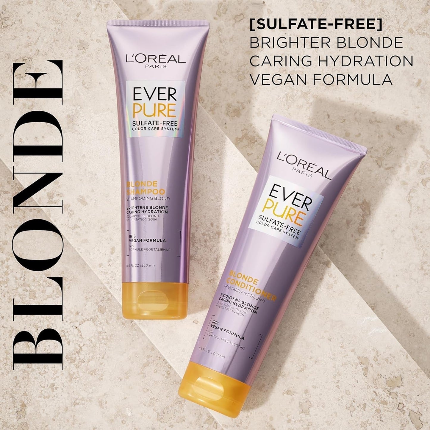 Blonde Sulfate Free Shampoo and Conditioner for Color - Treated Hair, Neutralizes Brass + Balances, Everpure, 8.5 Fl Oz, Set of 2 - WORLD TIME VISITS
