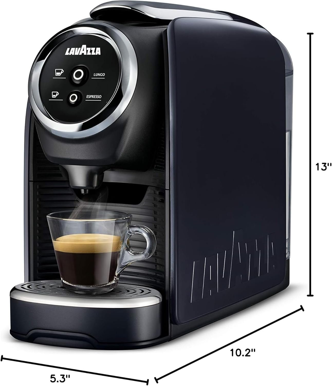 BLUE Classy Mini Single Serve Espresso Coffee Machine LB 300, 5.3" X 13" X 10.2" 2 Coffee Selections: Simple Touch Controls, 1 Programmable Free Dose and 1 Pre-Set