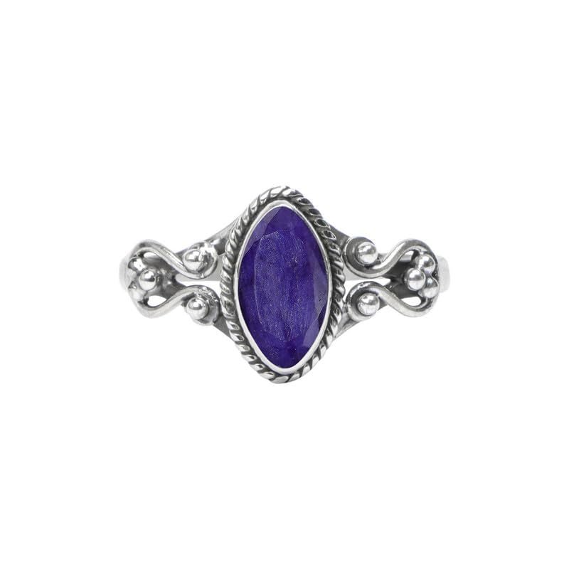 Blue Sapphire Stone Ring, 925 Sterling Silver Statement Ring for Women, Handmade Ring Gemstone Promise Ring for Birthday Christmas Gift for Her Ring Size US 9