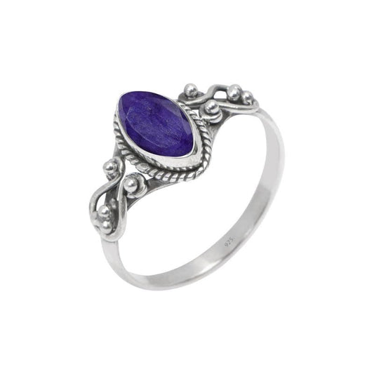 Blue Sapphire Stone Ring, 925 Sterling Silver Statement Ring for Women, Handmade Ring Gemstone Promise Ring for Birthday Christmas Gift for Her Ring Size US 9 - WORLD TIME VISITS