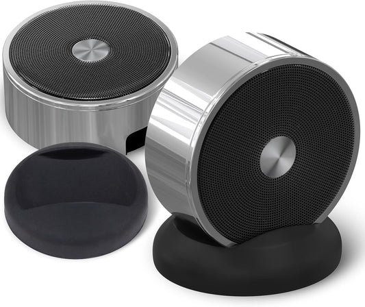 Bluetooth Speaker Set: Wireless Stereo Dual Pairing Portable Twin TWS System with Big Rich Bass Hi - Fi Multi - Room Indoor Outdoor Use Home Deck Pool Work Travel Party Camping Gift Decor Idea (Chrome) - WORLD TIME VISITS