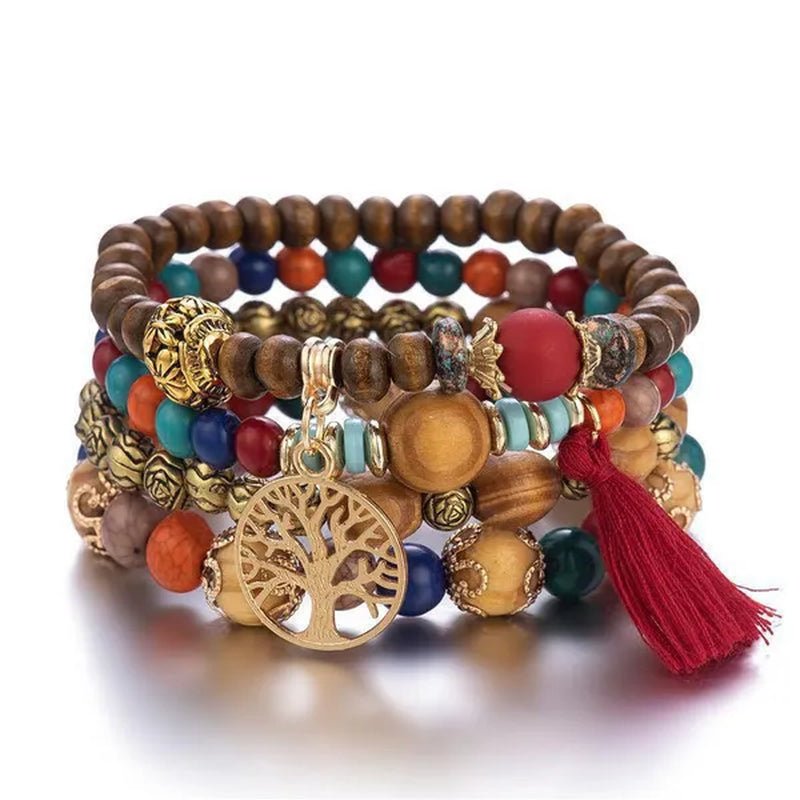 Bohemian Stackable Bead Bracelets for Women Stretch Multilayered Bracelet Set Multicolor Jewelry