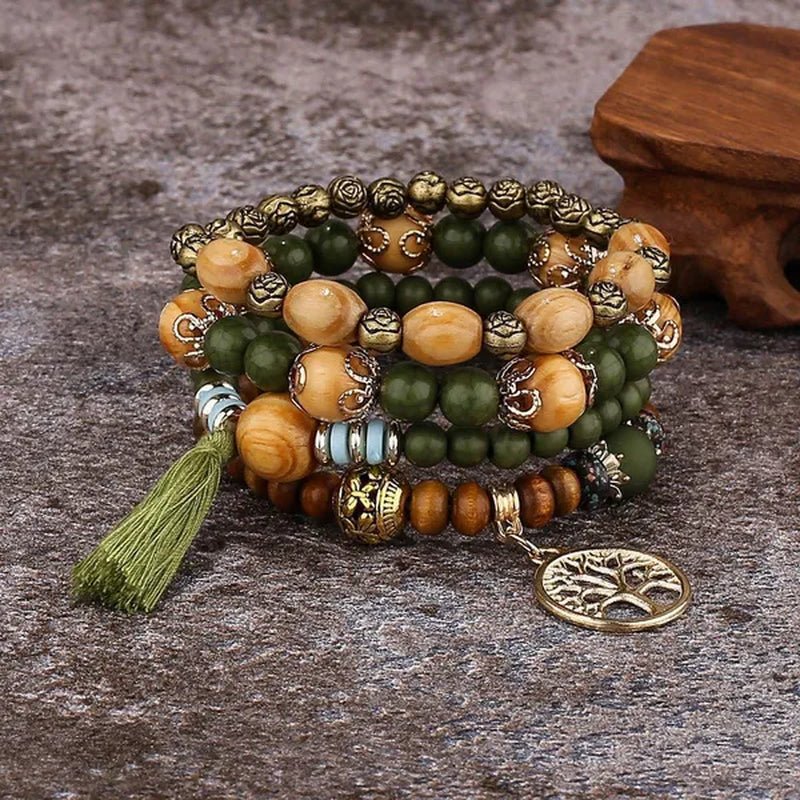 Bohemian Stackable Bead Bracelets for Women Stretch Multilayered Bracelet Set Multicolor Jewelry