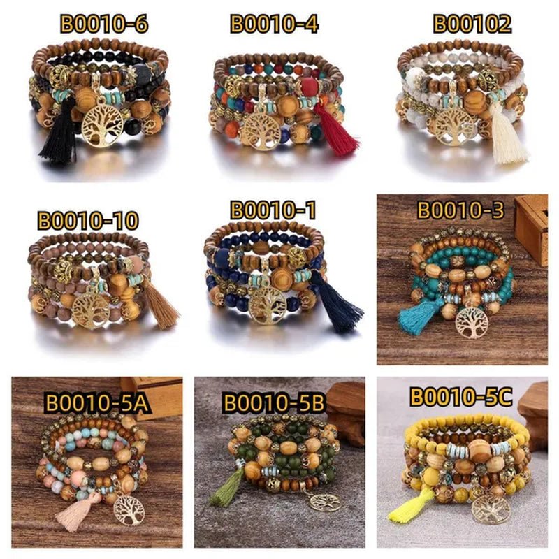 Bohemian Stackable Bead Bracelets for Women Stretch Multilayered Bracelet Set Multicolor Jewelry - WORLD TIME VISITS