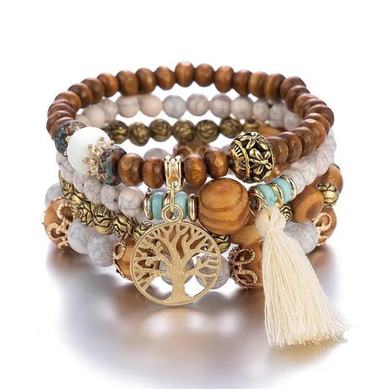 Bohemian Stackable Bead Bracelets for Women Stretch Multilayered Bracelet Set Multicolor Jewelry