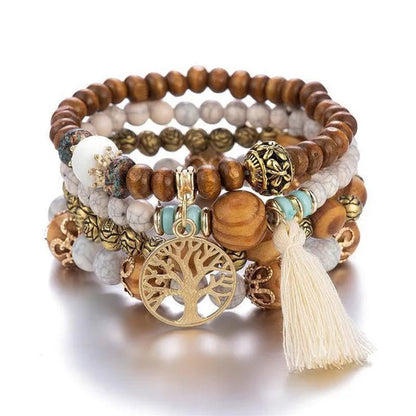 Bohemian Stackable Bead Bracelets for Women Stretch Multilayered Bracelet Set Multicolor Jewelry