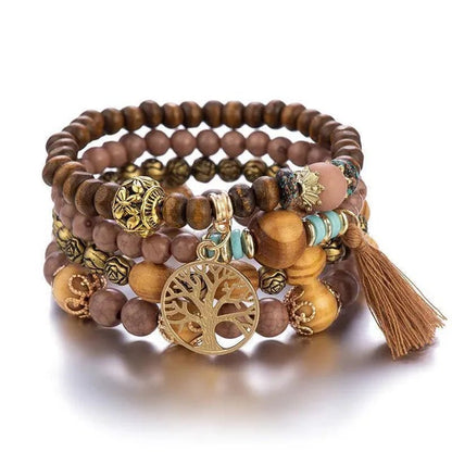 Bohemian Stackable Bead Bracelets for Women Stretch Multilayered Bracelet Set Multicolor Jewelry