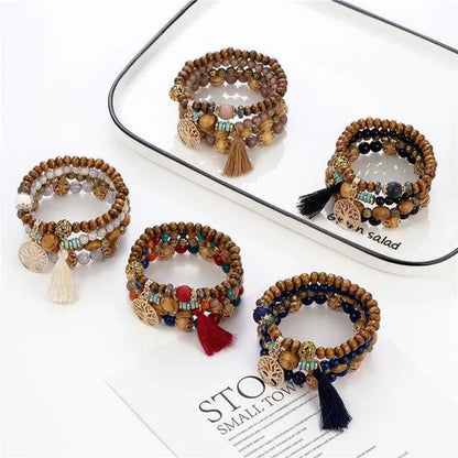 Bohemian Stackable Bead Bracelets for Women Stretch Multilayered Bracelet Set Multicolor Jewelry