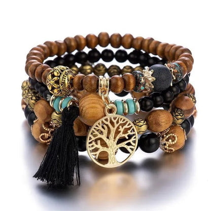 Bohemian Stackable Bead Bracelets for Women Stretch Multilayered Bracelet Set Multicolor Jewelry - WORLD TIME VISITS