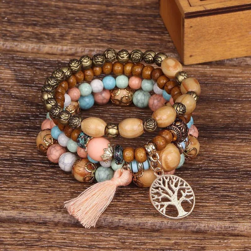 Bohemian Stackable Bead Bracelets for Women Stretch Multilayered Bracelet Set Multicolor Jewelry