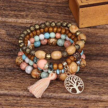 Bohemian Stackable Bead Bracelets for Women Stretch Multilayered Bracelet Set Multicolor Jewelry