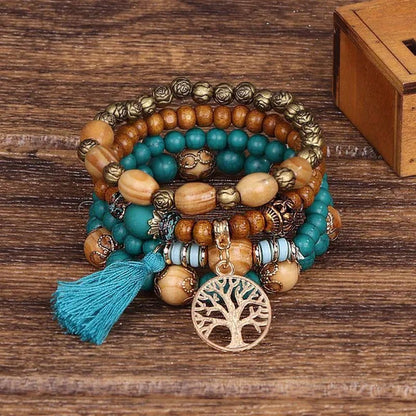 Bohemian Stackable Bead Bracelets for Women Stretch Multilayered Bracelet Set Multicolor Jewelry