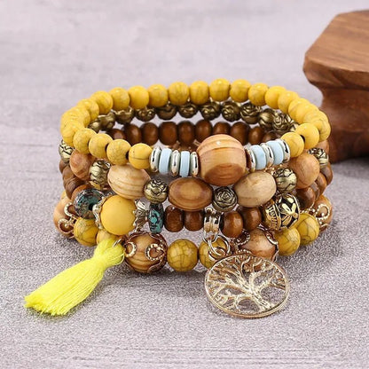Bohemian Stackable Bead Bracelets for Women Stretch Multilayered Bracelet Set Multicolor Jewelry