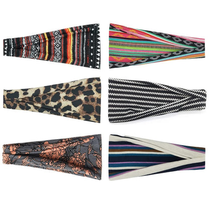 Boho Headbands for Women Fashion Wide Headband Yoga Workout Head Bands Hair Accessories Band 6 Pack