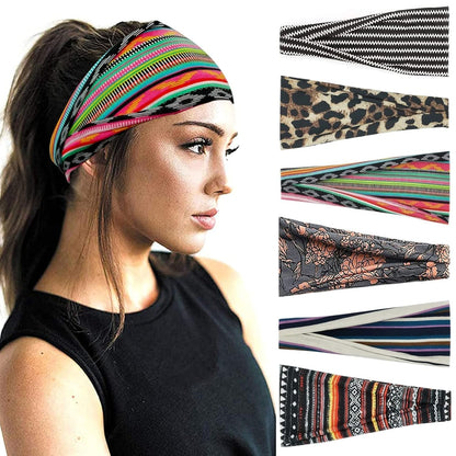 Boho Headbands for Women Fashion Wide Headband Yoga Workout Head Bands Hair Accessories Band 6 Pack - WORLD TIME VISITS