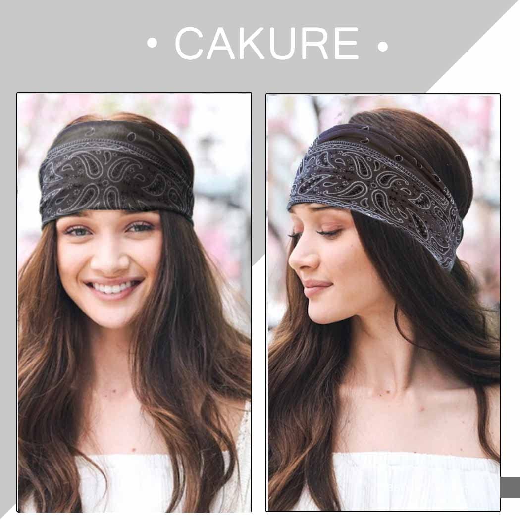 Boho Headbands Wide Turban Knotted Head Bands African Head Wraps Yoga Hairbands Hair Scarf Elastic Hair Accessories for Women and Girls Pack of 3 (Set-2B)