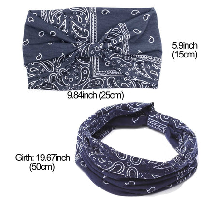 Boho Headbands Wide Turban Knotted Head Bands African Head Wraps Yoga Hairbands Hair Scarf Elastic Hair Accessories for Women and Girls Pack of 3 (Set - 2B) - WORLD TIME VISITS