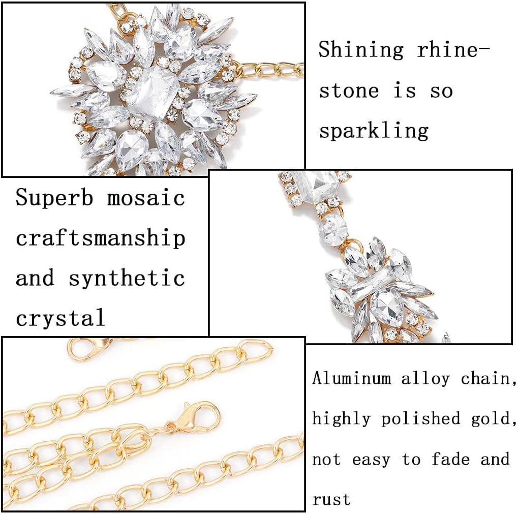 Boho Rhinestone Statement Chest Chain Crystal Necklace Body Chain Summer Beach Body Jewelry Accessories for Women
