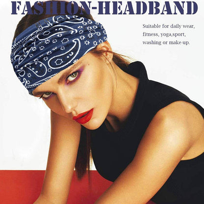 Boho Wide Headbands Knotted Turban African Yoga Hairbands Stretch Elastic Motorcycle Hair Accessories for Women and Girls Pack of 3 (Set-1)