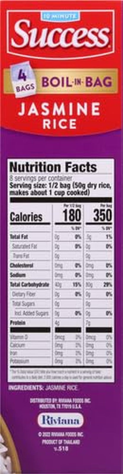 Boil-In-Bag Rice, Thai Jasmine Rice, Quick Rice Meals, 14-Ounce Box