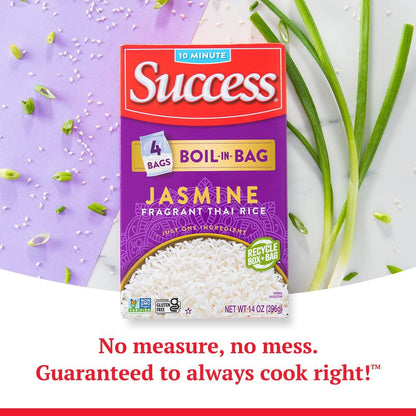 Boil-In-Bag Rice, Thai Jasmine Rice, Quick Rice Meals, 14-Ounce Box