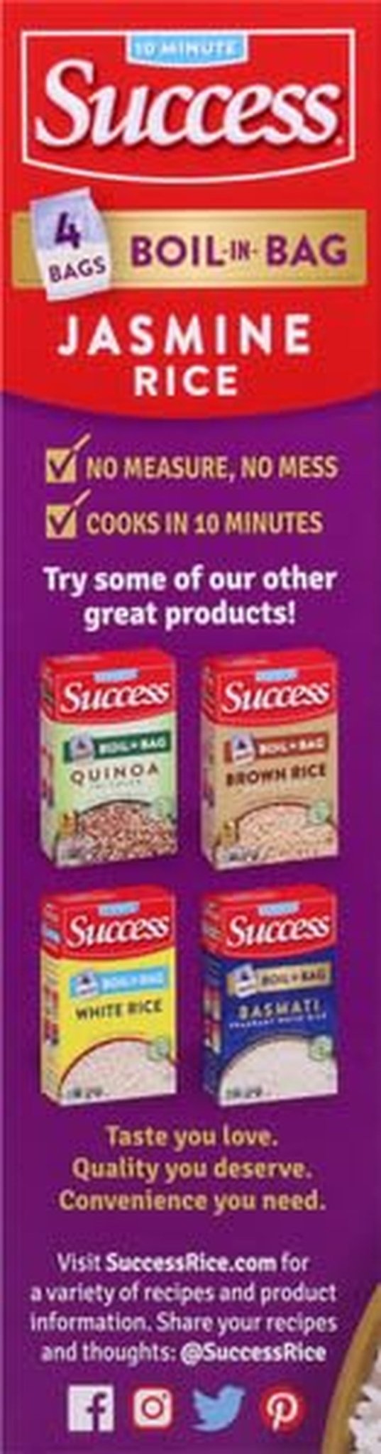 Boil-In-Bag Rice, Thai Jasmine Rice, Quick Rice Meals, 14-Ounce Box