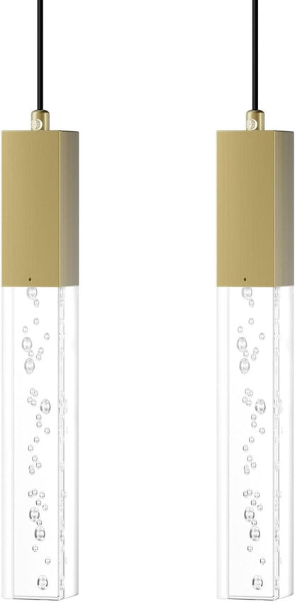 Brass Pendant Light Kitchen Fixture Dimmable Integrated LED Modern Pendant Light for Kitchen Island Mini Crystal Pendant Light for Bathroom Bedroom 3000K Warm Light(2 - Pack) - WORLD TIME VISITS