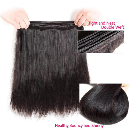 Brazilian Hair Straight Bundles 10A Grade 10 12 14 Inches 100% Unprocessed Virgin Straight Human Hair 3 Bundles Weave Extensions Natural Color