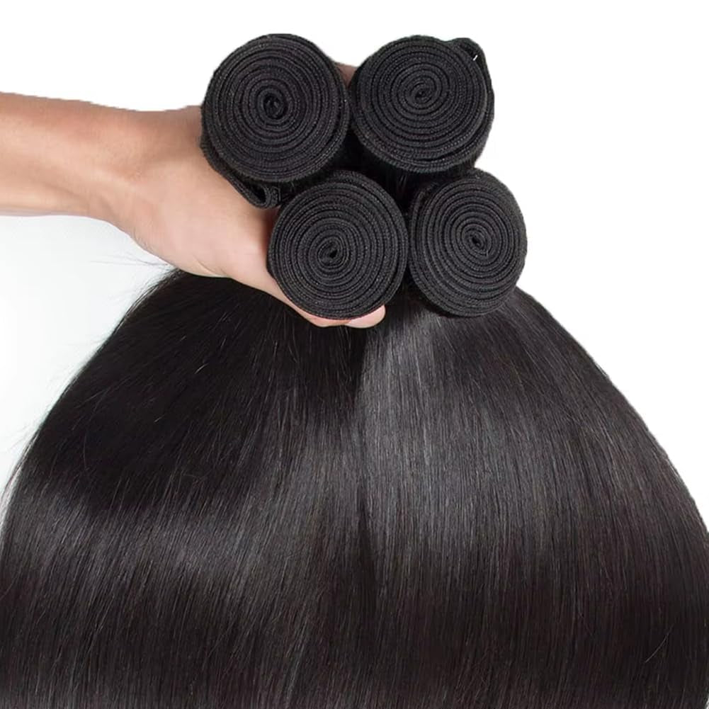 Brazilian Hair Straight Bundles 10A Grade 10 12 14 Inches 100% Unprocessed Virgin Straight Human Hair 3 Bundles Weave Extensions Natural Color
